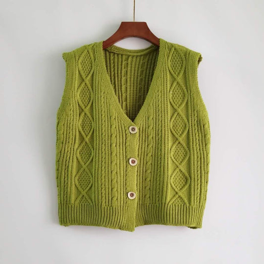 Vest Women Solid Short Loose Trendy Korean Style Sleeveless Knitted V-Neck All-match Female Coats Simple Leisure Outwear