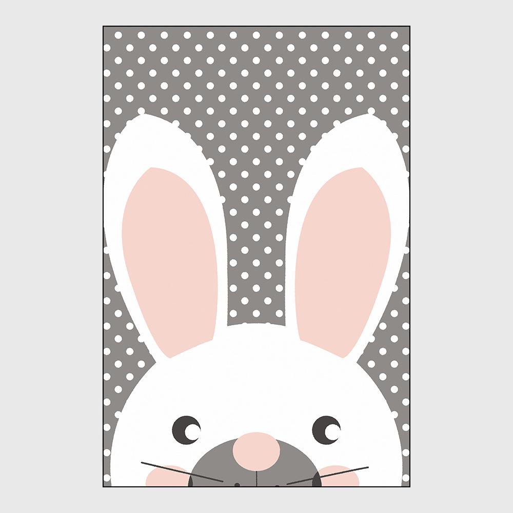 Fashionable Japanese and Korean Style Carpet Wave Dot Cute White Rabbit Pattern Bedroom Carpet Living Room Kitchen Non-slip Carpet Floor Mat