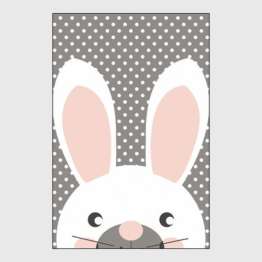Fashionable Japanese and Korean Style Carpet Wave Dot Cute White Rabbit Pattern Bedroom Carpet Living Room Kitchen Non-slip Carpet Floor Mat