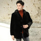 Mink Whole Mink Leather Coat Men's Lapel Mid-length Button and Hooded Fur Coat