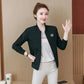 Women's Short Stand Collar Coat Baseball Jacket Loose Double Layer Lining Solid Color Zip Top Jacket
