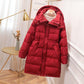 Women's Down Jacket Mid-length Thick Hooded Drawstring Waist Thinner Jacket