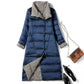 Long Down Jacket Winter Ladies Wear Fashionable Slim-fit Stand-up Collar Jacket Thickened Warmth and Lengthened Over-the-knee Jacket