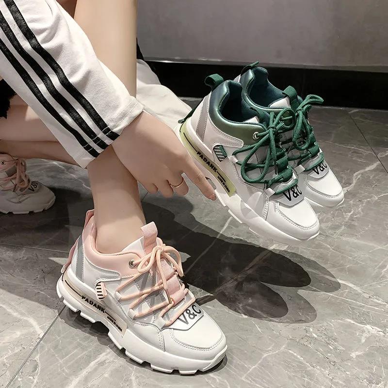 Fall Fashion Casual Daddy Shoes School Girl Sneakers Korean Version of All-match Color-blocking Running Shoes