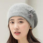Beret Female Rabbit Fur Hat Autumn and Winter Outdoor Double-layer Thickened Wool Cap Ear Protection Warm Head Cap