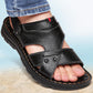 Men Leather Sandals Summer Classic Peep Toe Slippers Soft Sandals Men Roman Comfortable Outdoor Walking Footwear