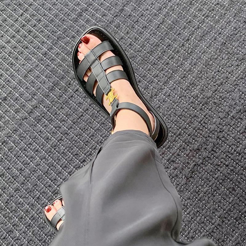 Sandals Women's Summer Flat Bottom High-end Retro Thick Bottom Ladies Sports Woven Sandals