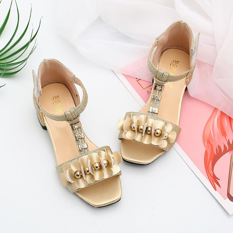 Children's Roman Shoes  Girls' Sandals  Fashion High-heeled Korean Version  Big Children's Soft-soled Little Girl Princess Shoes