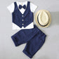 Children's Short-sleeved Suit Baby Dress Boy Suit Summer Vest Two-piece Suit Fake Two-piece Costume