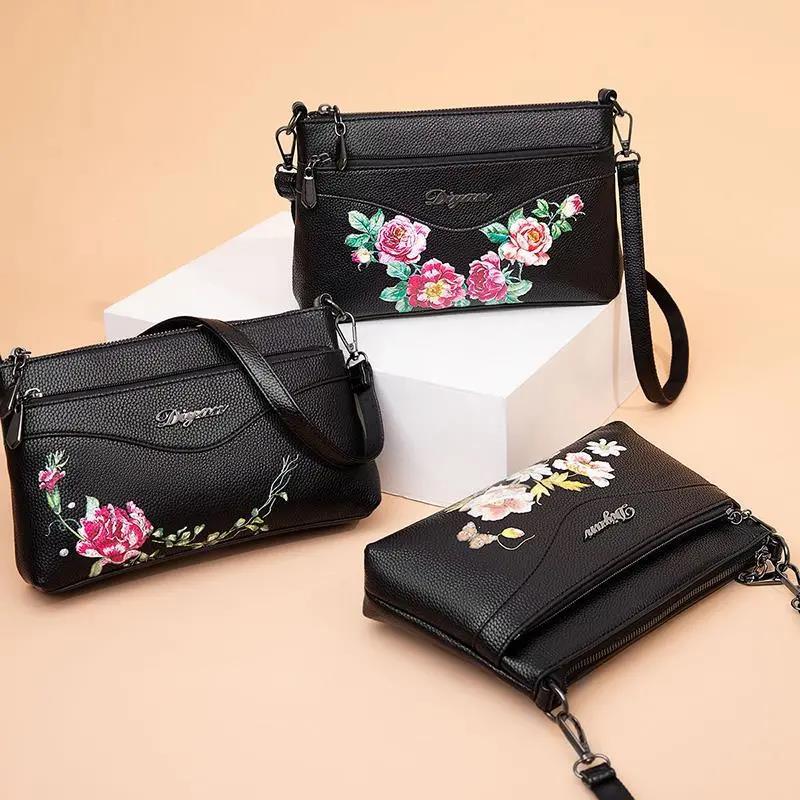 Women Shoulder Messenger Bags Casual Female Crossbody Bags Portable PU Leather Multi-Layer Large Capacity Classic Soft Surface