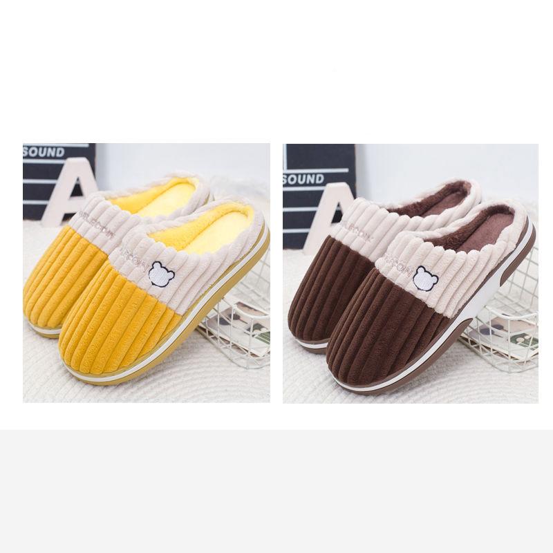 Buy One Get One Free Women Winter Cotton Slippers Indoor Non-slip Warm Home Couple Slippers Cute Plush Shoes
