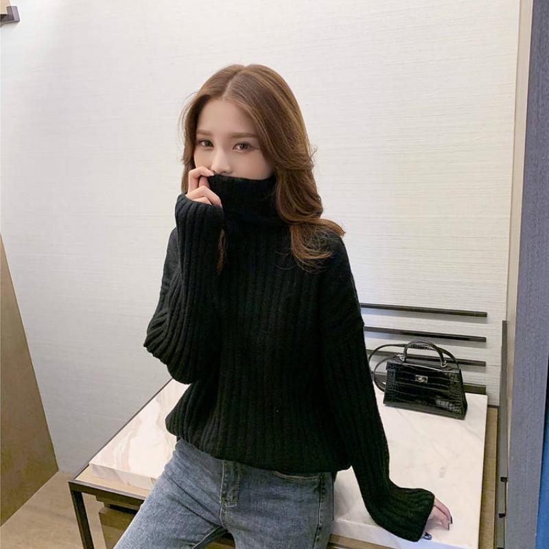 Winter Women's Sweater Loose Turtleneck Long-sleeved Knitted Pullover Thickened Sweater