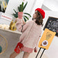 Pink Panther Beads Knitwear Turtleneck Loose Knitting Pullover Chic Women Jumper Sweater