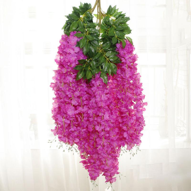 Artificial Wisteria Flower Bean Flower String Violet Plastic Silk Flower Decoration Vine Plant Flower Wedding Fake Flower Rattan