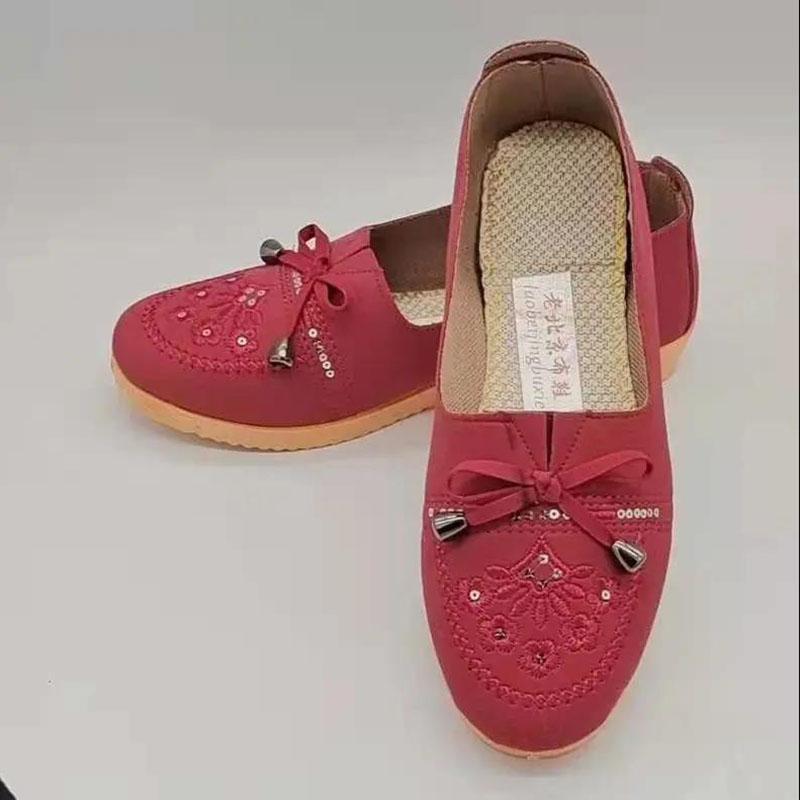 Old Beijing Cloth Shoes Female Mother Shoes Solid Color Work Shoes Pump Flat Shoes Casual Comfortable Grandma Shoes