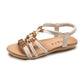 Bohemian Beaded Elastic Band Tendon Sole Beach Flat Heel Flat Shoes Women's Open Toe Sandals