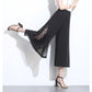 WTEMPO Sexy Lace Side Split Chiffon Wide-leg Pants Loose High Waist Ankle-Length Pants Trousers Cool and Breathable Women