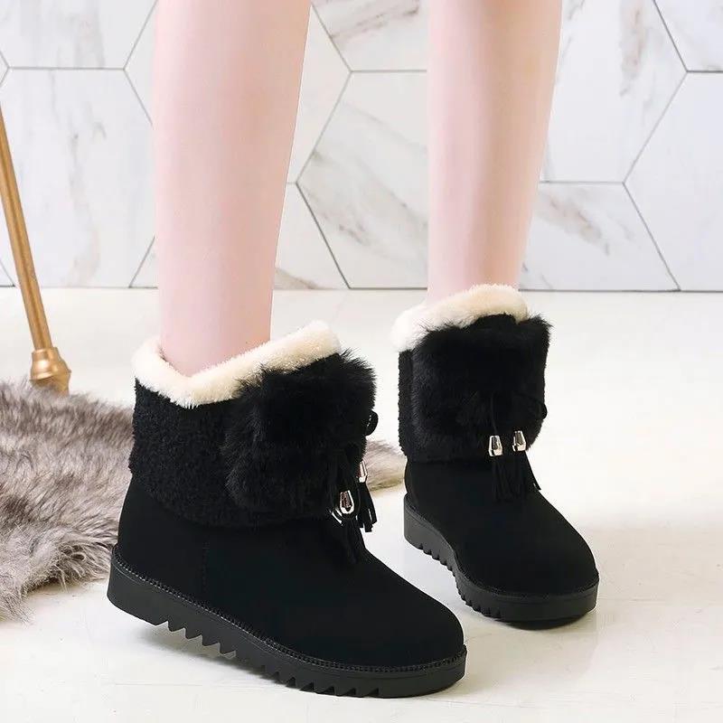 Snow Boots Female Autumn and Winter Korean Wild Student Cotton Shoes Short Tube Plus Velvet Thick Warm Fashion Boots