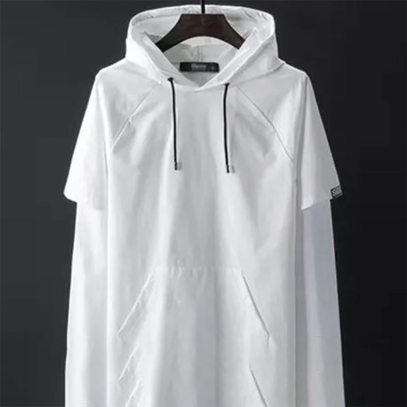 Fleece Sweater Men's Korean Loose Hooded Sweatshirts Fake Two Winter Long-sleeved Black Pullovers