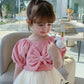 Girls' Summer Bowknot Short-sleeved Tops Korean Children's Cotton T-shirts Middle and Small Children's Western Style Bottoming Shirt