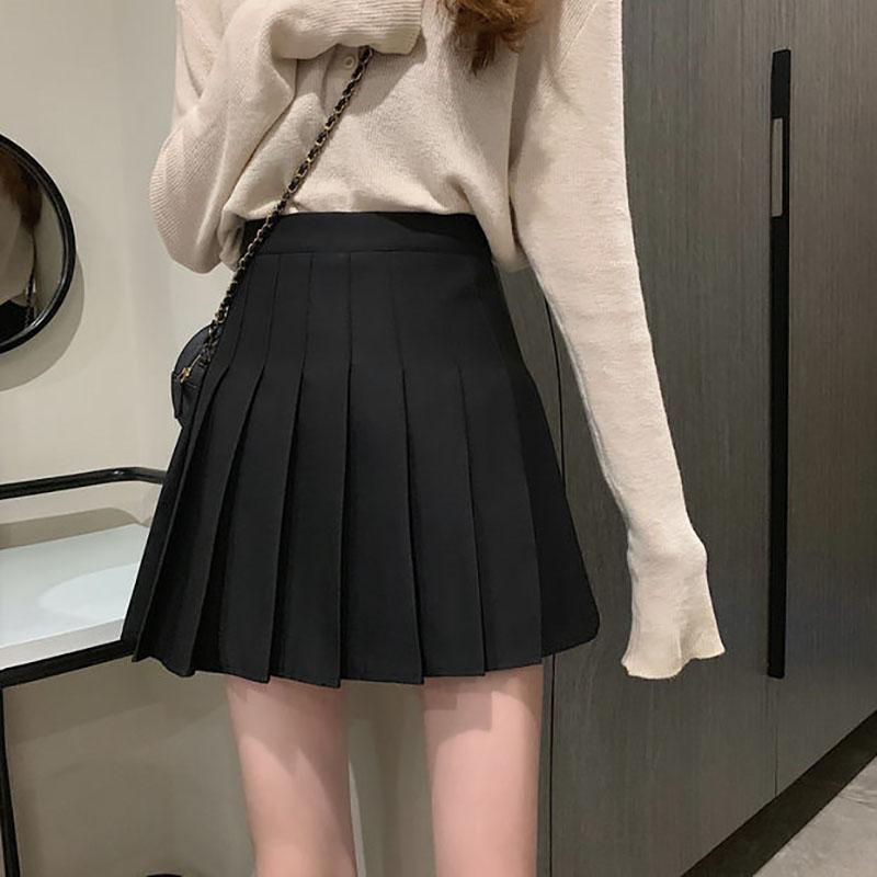 Summer Woman Skirt Preppy Style Pleated Skirt Chic Student High Waist A-line Skirt Woman