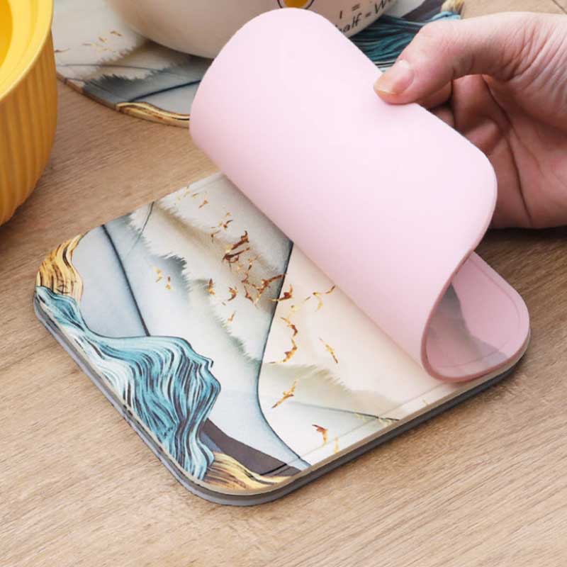 4pc PVC Rubber Coaster Anti-scalding Table Mat Kitchen Pot Mat Round Bowl Mat Dish Mat Non-slip