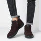Frosted Men's Fashion Leather Shoes Warm Casual Shoes Flat-bottomed Plus Velvet Cotton Shoes