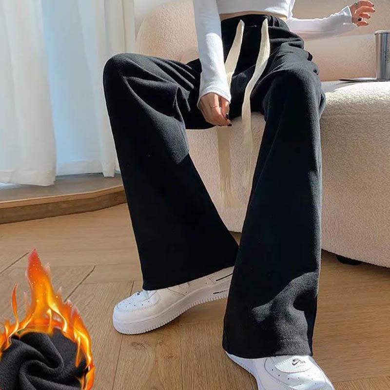 Drawstring Sweatpants Women's Autumn and Winter High Waist Loose Straight Drape Wide-leg Pants Lazy Walking Curved Pants Mopping Casual Pants