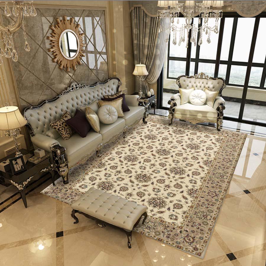 European Graceful Floral Printed Carpets For Bedroom Living Room Kitchen Bedside Rugs Large Size