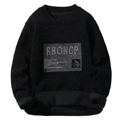 Sweater Men's Plus Velvet Autumn and Winter Models One Velvet Thick Round Neck Sweater Men's Clothes