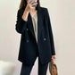 Black Small Suit Jacket Female Spring and Autumn British Style Loose Temperament Western Fashion