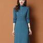 Autumn and Winter Thick Knitted Dress Mid-length Over The Knee Casual Bottoming Skirt Fashion Solid Color Women's Sweater Dress