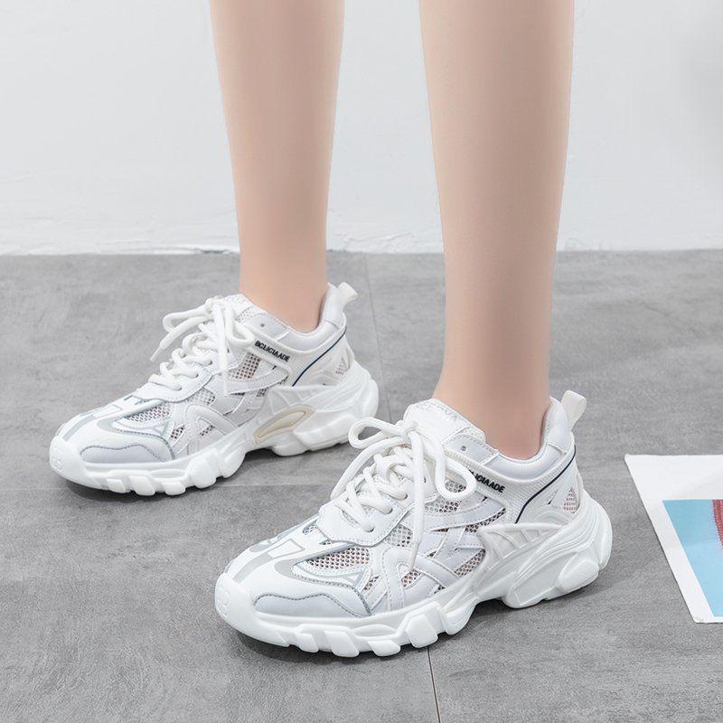Spring and Summer Daddy Shoes Women's Shoes Thick Bottom Breathable Wild Hollow Sports Casual Shoes