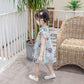 Girls Cheongsam Skirt Summer Dress Baby Girl Summer Style Hanfu Tang Suit Children Foreign Style Flying Sleeve Dress