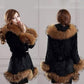 Fluffy Coat Autumn and Winter Faux Fur Coat Women Mid-length Warm Hooded Coat with Faux Fox Fur Collar Plus Size