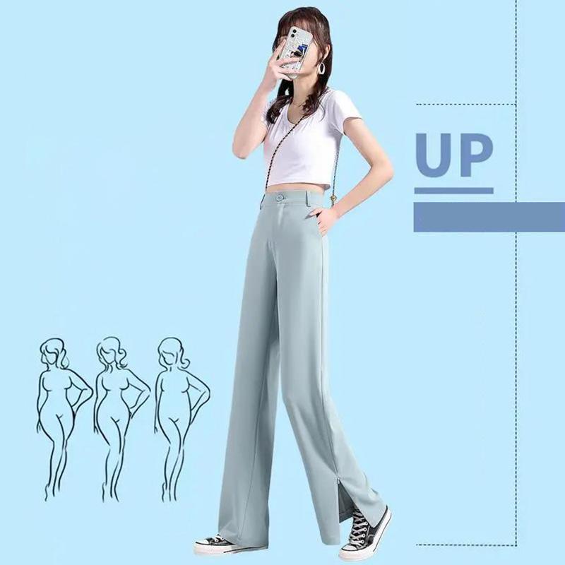Thin Ice Silk Suit Pants Casual Women's Pants Spring and Summer High Waist Chiffon Wide-leg Pants