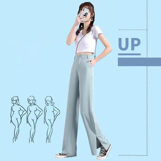 Thin Ice Silk Suit Pants Casual Women's Pants Spring and Summer High Waist Chiffon Wide-leg Pants