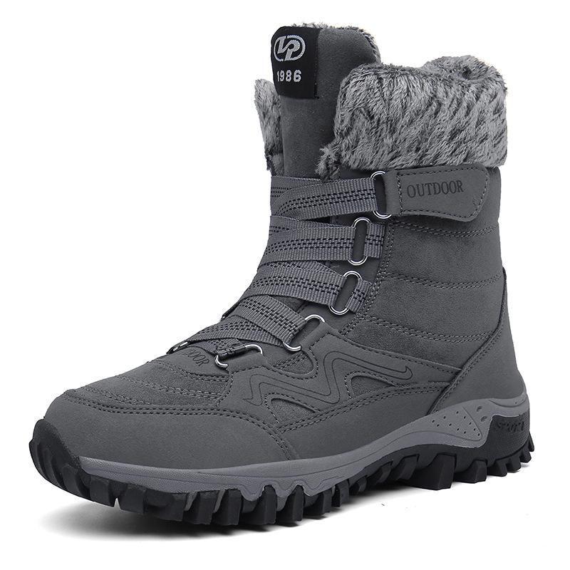 Leather Men Boots Winter with Fur Super Warm Snow Boots Men Winter Work Casual Shoes Sneakers High Top Rubber Ankle Boots