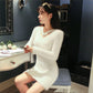 Winter Sweater Dress for Women Stretch Knitted Dress Female  Sexy Wrap Dress Long Sleeve Tight V-neck High Waist Bottoming Bodycon Dress