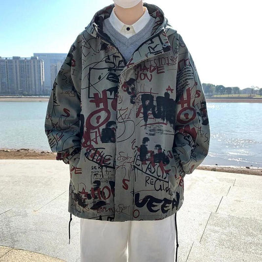 Workwear Jacket Men's Spring and Autumn Trend Retro Loose Jacket Handsome Gown Casual Top