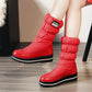 Snow Boots Comfy Flat Heel Round Toe Slip-On Solid Med Heel Platform Winter  New Ladies Shoes Mid-Calf Women Boots