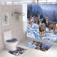 Christmas Bathroom Supplies Shower Curtain Mat Set Santa Claus Elk Snowman Digital Printing Cartoon Full Polyester Bathroom Curtain Four-piece Set
