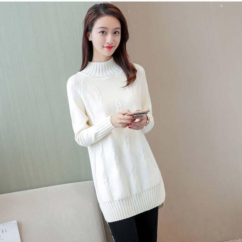 Autumn and Winter Sweater Mid-length Loose Padded Bottoming Shirt Half High Neck Large Size Fashionable Women's Jacket