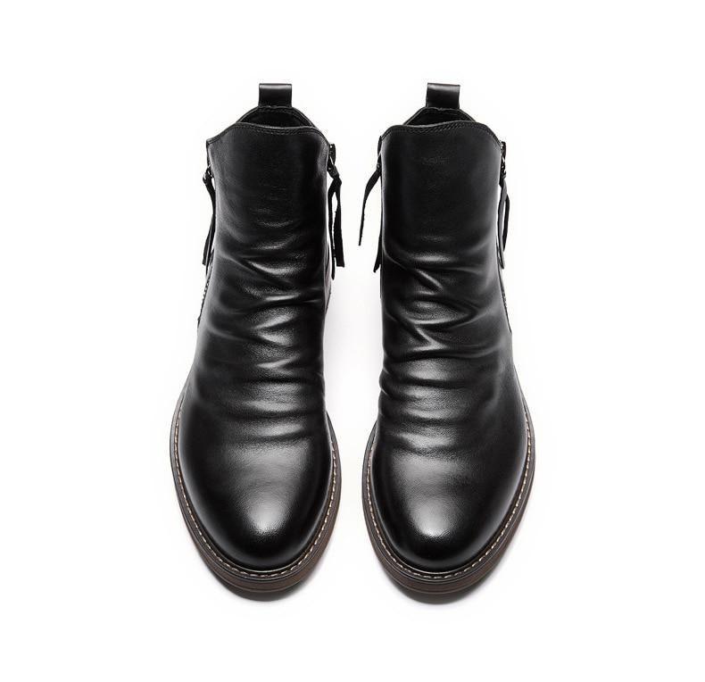 Original Leather Boots Men Autumn Shoes Male Leather Casual Boots Men Comfy Anti-Slip Lace-up Boots