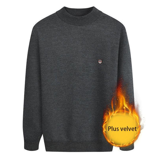 Autumn and Winter Sweater Men's Round Neck Long-sleeved Sweater Full Body Plus Velvet Thick Plus Size Sweater