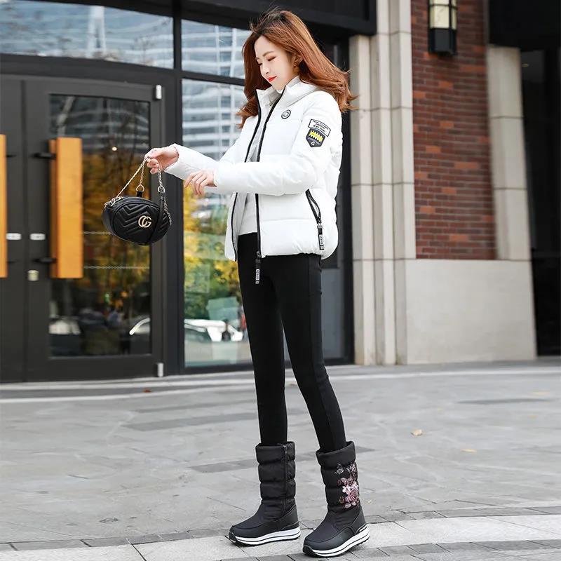 Snow Boots Women's Thick Winter Waterproof Non-slip Warmth and Velvet Cotton Shoes Mid-to-high Boots
