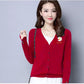Autumn and Winter Wool Coat Cardigan V-neck Short Top Slim Knit Young Women's Sweater