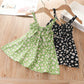 Summer Baby Girls Sling Dresses Children's Clothing Girls Sweet Lovely Polka Broken Flowers Bow Sleeveless Vest Dress