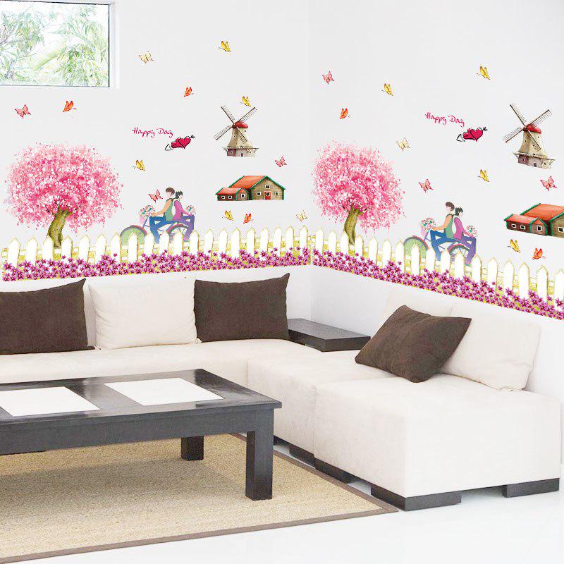 [Wall stickers] new design fence windmill pattern Pastoral style farm theme decorative decals diy wa