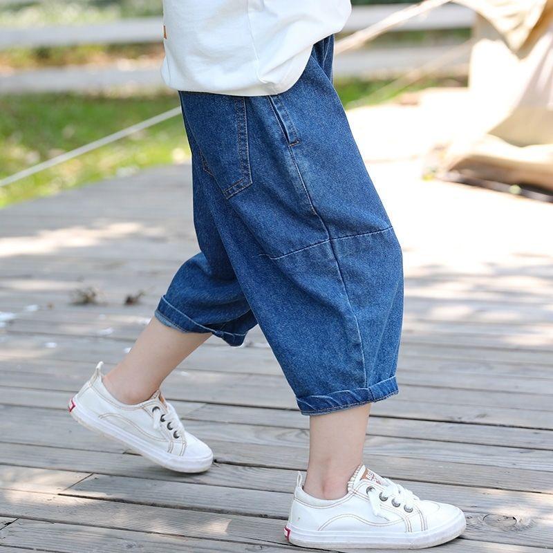 Children's Clothing Boys Cropped Jeans Clothes Children Boys Casual Denim Trousers Bloomers Children Elastic Waist Trousers Clothing